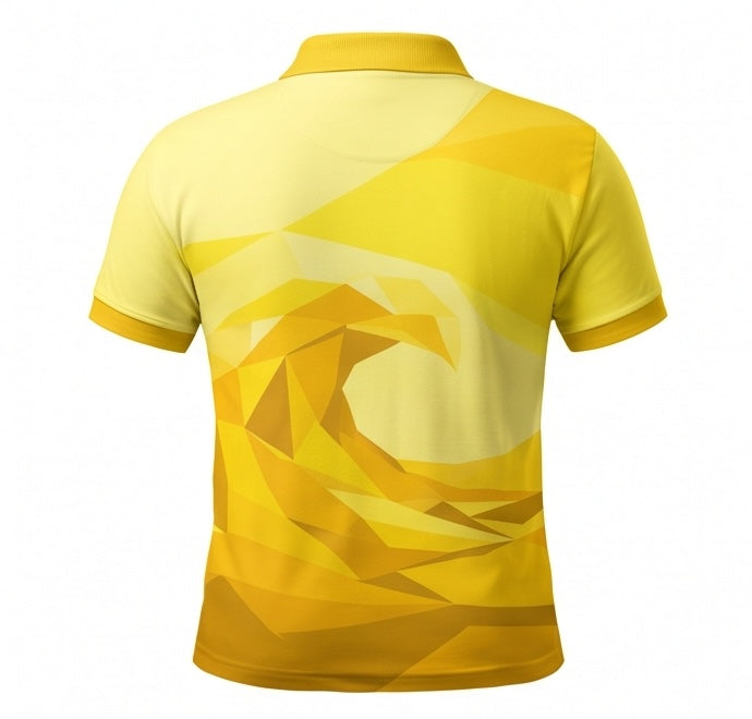UkD Men's Yellow Ombre Polo Shirt Low Poly Geometric Print