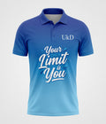 UkD Men's Blue Ombre Polo Shirt Your Only Limit Is You Slogan Print