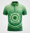 UkD Men's Green Ombre Polo Shirt Radial Burst Circle Print