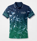 UkD Men's Polo Shirt Navy Green Gradient Shattered Glass Print