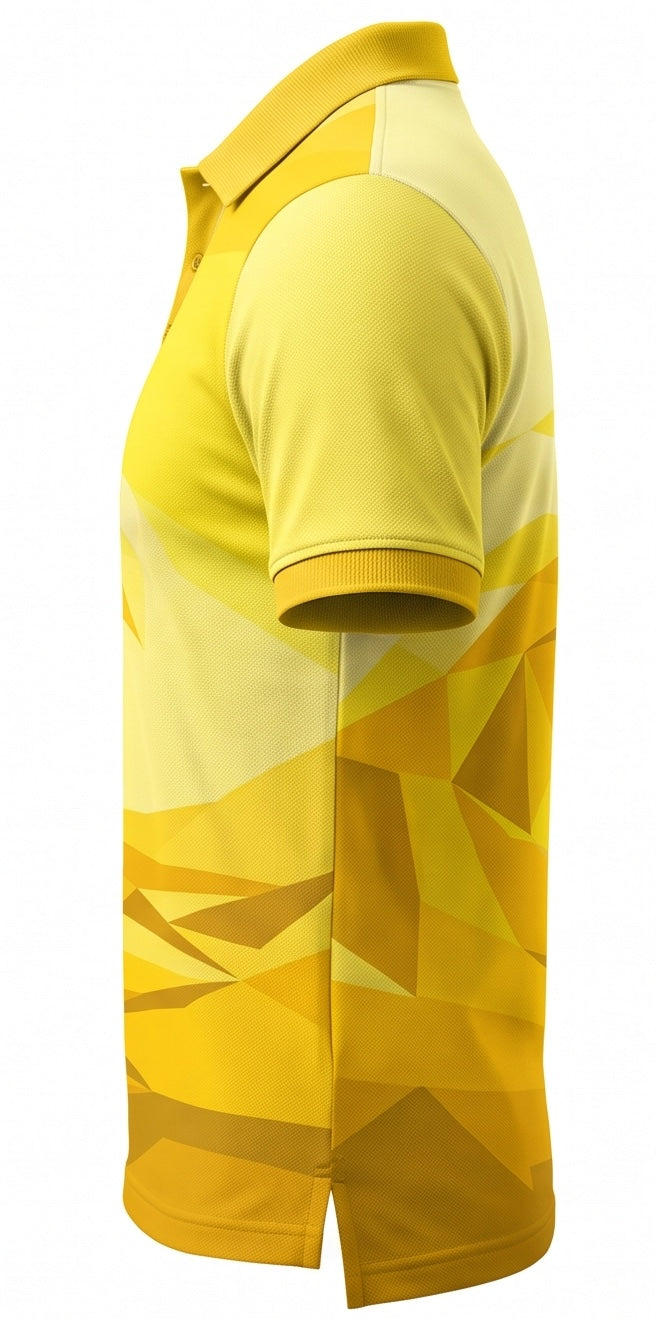 UkD Men's Yellow Ombre Polo Shirt Low Poly Geometric Print