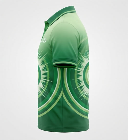 UkD Men's Green Ombre Polo Shirt Radial Burst Circle Print